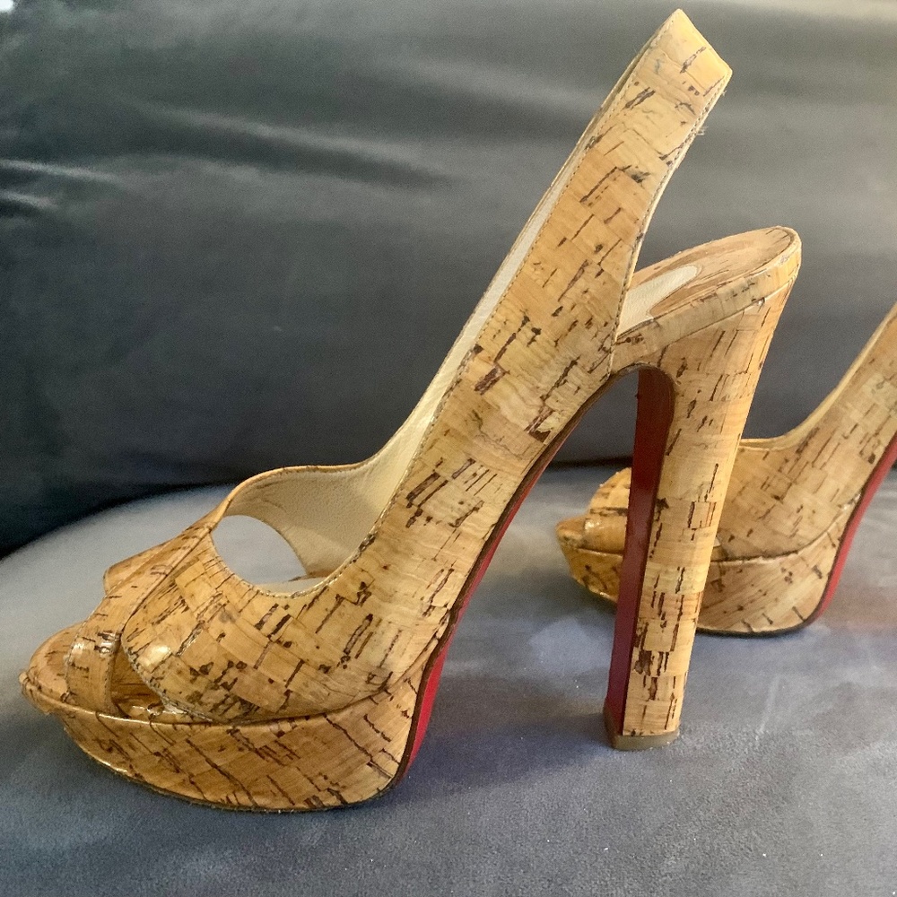 Like New Christian Louboutin One Time Collection Cork High Platform Heels